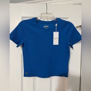 Lilly Pulitzer Size Small Blue Ribbed Short Sleeve Tee